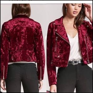 Forever 21 Red Velvet Moto Jacket